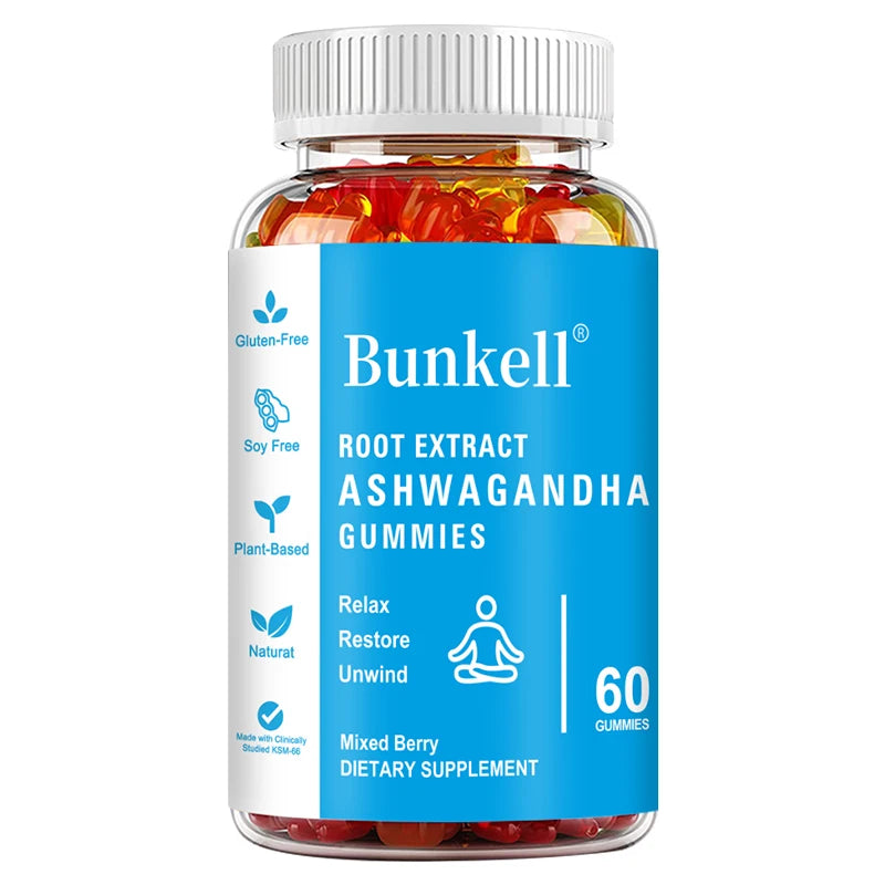 Ashwagandha Gummies - Contains vitamin D3, helps improve sleep, relieve stress and calmness, and boost immunity 60 count United States
