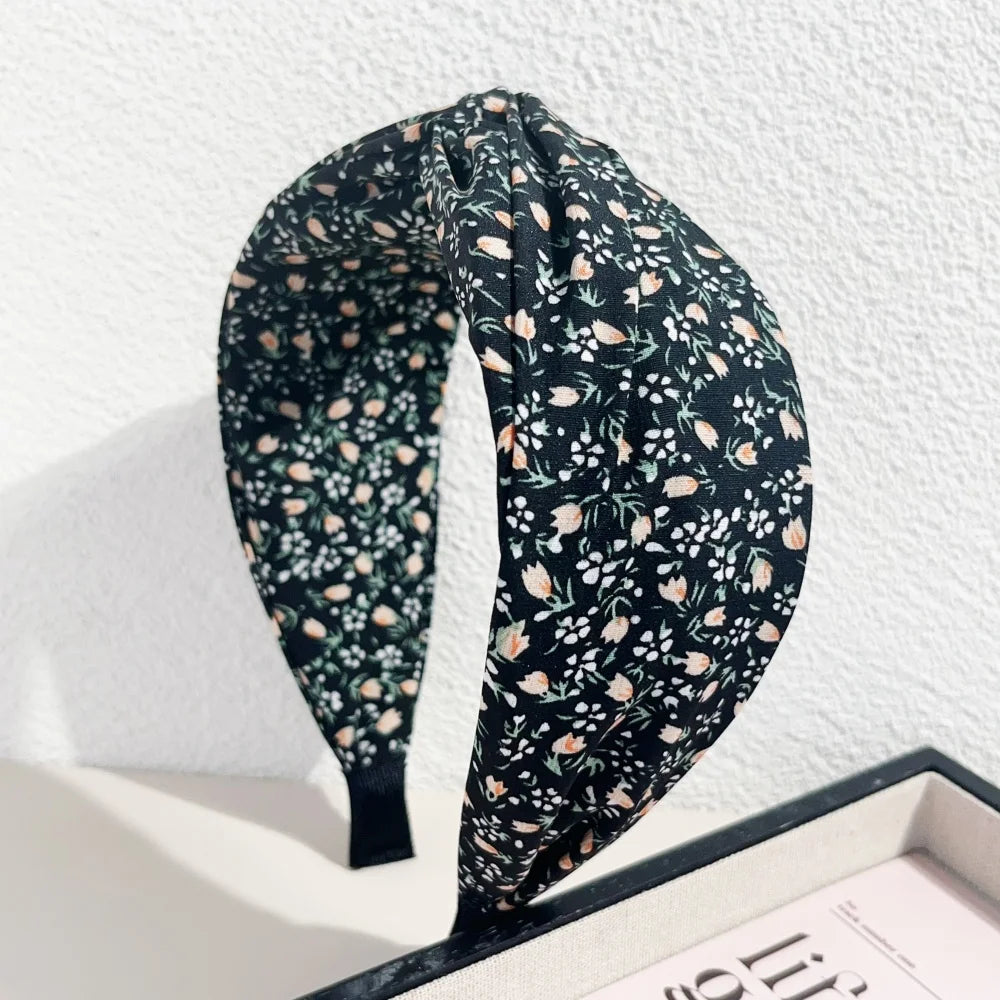 Bohemian Floral Cross Headband Women Wide Bands Hair Hoop Styling Tool Fabric Flower Print Vintage Headwear Accessories Summer