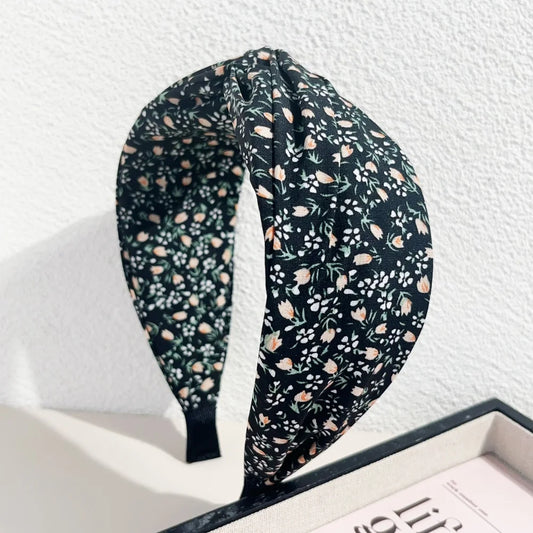 Bohemian Floral Cross Headband Women Wide Bands Hair Hoop Styling Tool Fabric Flower Print Vintage Headwear Accessories Summer