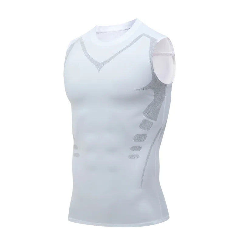 Mans Compression Tank Top Men Gym Shirt Sleeveless Quick Dry Sportswear Male Fitness Bodybuilding Vest Workout Muscle Top 807 white