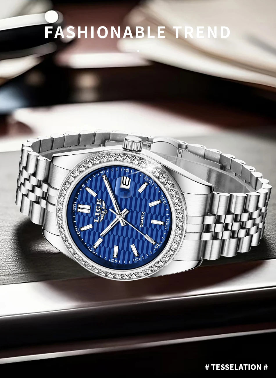 Relogio LIGE Women's Watch Luxury Fashion Quartz Ladies clock Stainless Steel Waterproof Calendar Watch for Women montre femme