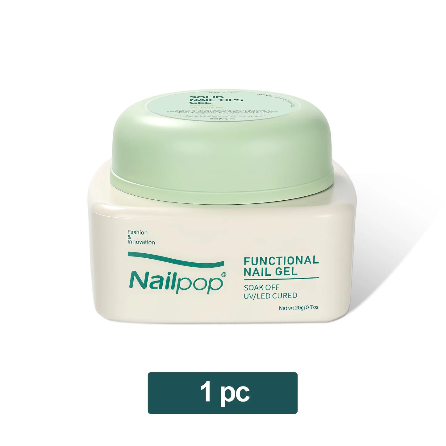 Nailpop Solid Nail Gel Glue for Press On Nails Strong Adhesive Clear Gel Tip Adhesive UV Gel Long-Lasting No Damage 20g (1/3pcs) Solid Gel 20g x 1pc