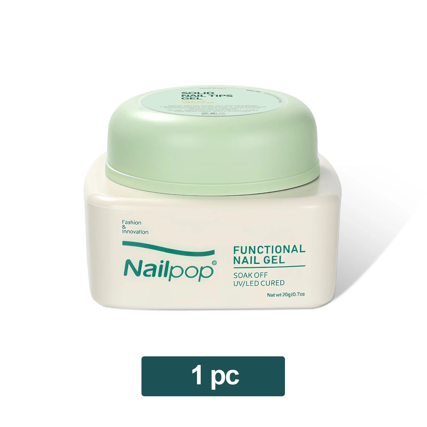 Nailpop Solid Nail Gel Glue for Press On Nails Strong Adhesive Clear Gel Tip Adhesive UV Gel Long-Lasting No Damage 20g (1/3pcs) Solid Gel 20g x 1pc