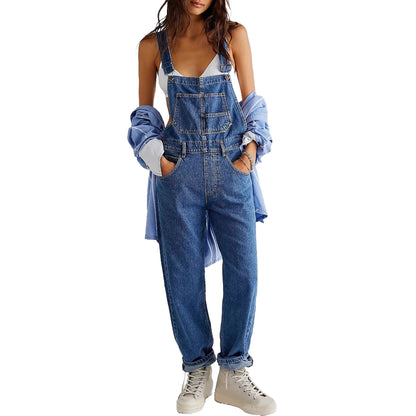 2023 Summer Black Jumpsuit Women Loose Dungarees Overalls Wide Leg Women Long Jumpsuit Ladies Overalls For Women A type 2