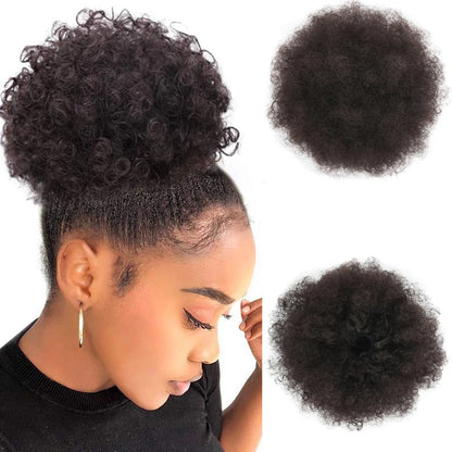 Synthetic Large Afro Puff Drawstring Ponytail Kinky Curly Bun HairPiece African American Clip in Updo Extensions for Black Women 8inch-4 Medium