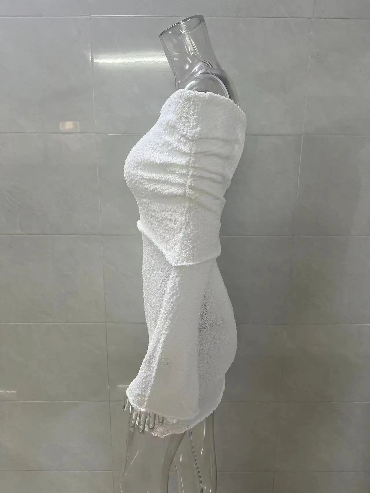 Leosoxs Slash Neck Knitted Dress Women Thin Autumn Long Sleeve Elegant Vacation Beach Party Midnight Clubwear Mini Bodycon