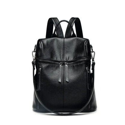 Luxury Genuine Leather Women's Backpack High Quality Fashion Cowhide Backpacks Women Casual Large Capacity Brand Shoulder Bags Litchi Black 29x13x30cm