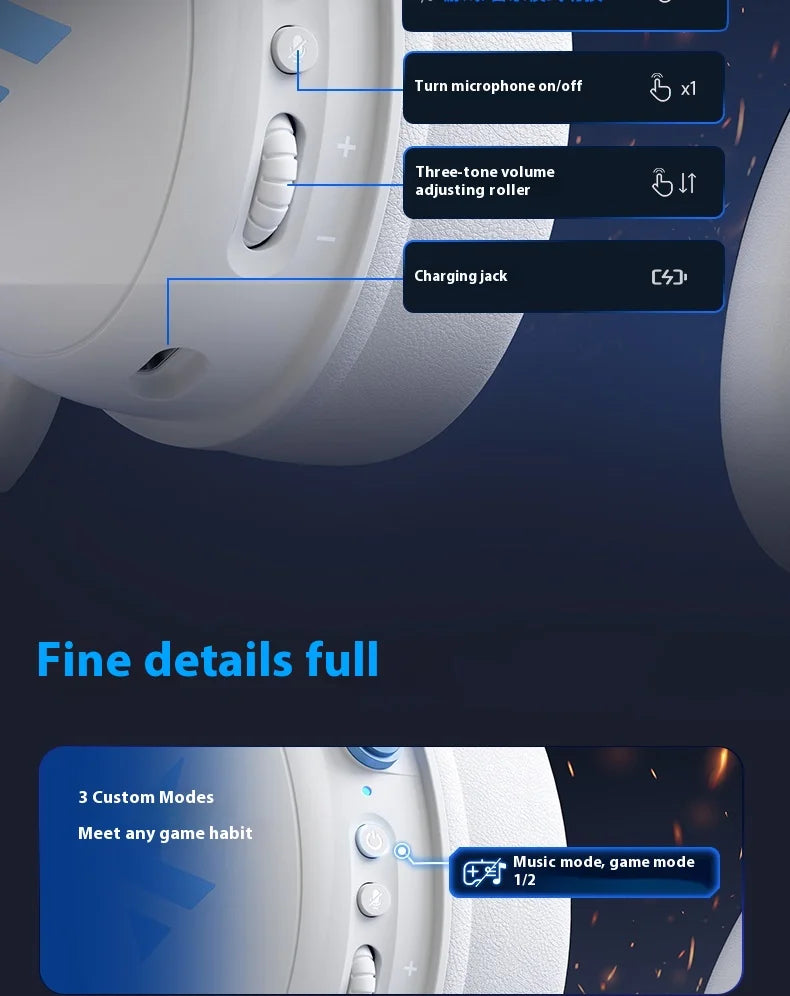 MCHOSE V9 pro Wireless Bluetooth Headset Low Delay Three Mode Microphone Noise Reduction Dynamic Sound for Office And Gaming Badiee Stylez