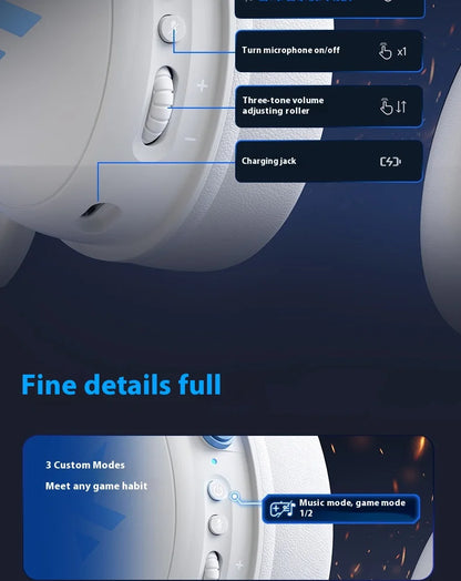 MCHOSE V9 pro Wireless Bluetooth Headset Low Delay Three Mode Microphone Noise Reduction Dynamic Sound for Office And Gaming Badiee Stylez