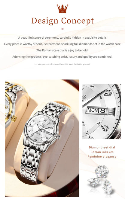 OLEVS 5513X Women Watch Original Fragrant Quartz Wristwatch Automatic Date Watches For Women Waterproof Luminous Gifts For Women