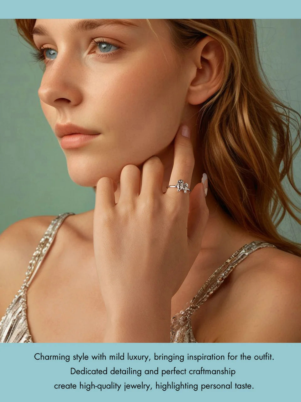 WOSTU 925 Sterling Silver Cat Pet Adjustable Rings For Women Animal Dog Open Ring Family Daughter Birthday Jewelry Girl Gift