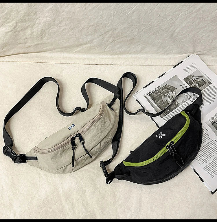Casual Waterproof Chest Bags Large Capacity Crossbody Bags Korean Fashion Waist Bag Fanny Pack for Women Men's Travel Bag Banana