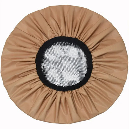 Adjustable Double Layer Satin Bonnet Nightcap Doubleside Women Round Shower Caps Night Sleep Polyester Hat Solid Black Lining Badiee Stylez