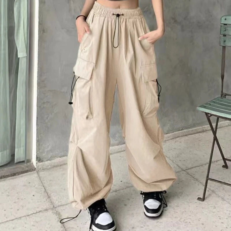 Retro Cargo Pants Women Fashion Streetwear High Waist Thin Casual Sweatpants Harajuku Sports Pants Woman Clothes Trousers Mujer Badiee Stylez