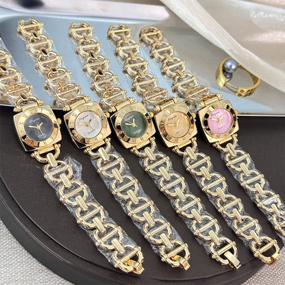 High-End Women's Skeleton Design Watch Square Roman Hour Markers Light Luxury Fashion Cross-Border Best-Seller Ladies Watch