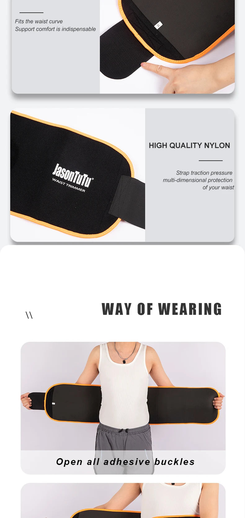 JASONTUTU Neoprene Sport Waist Belt Support Body Shaper Waist Trainer Loss Fitness Sweat Belt Slimming Strap Waist Trimmer