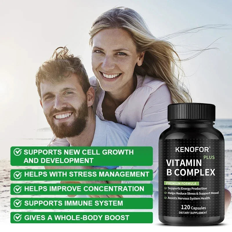 High Strength Vitamin B Complex - 120 Veggie Capsules - Helps with Stress, Mood, Energy, Promotes Nervous System Health