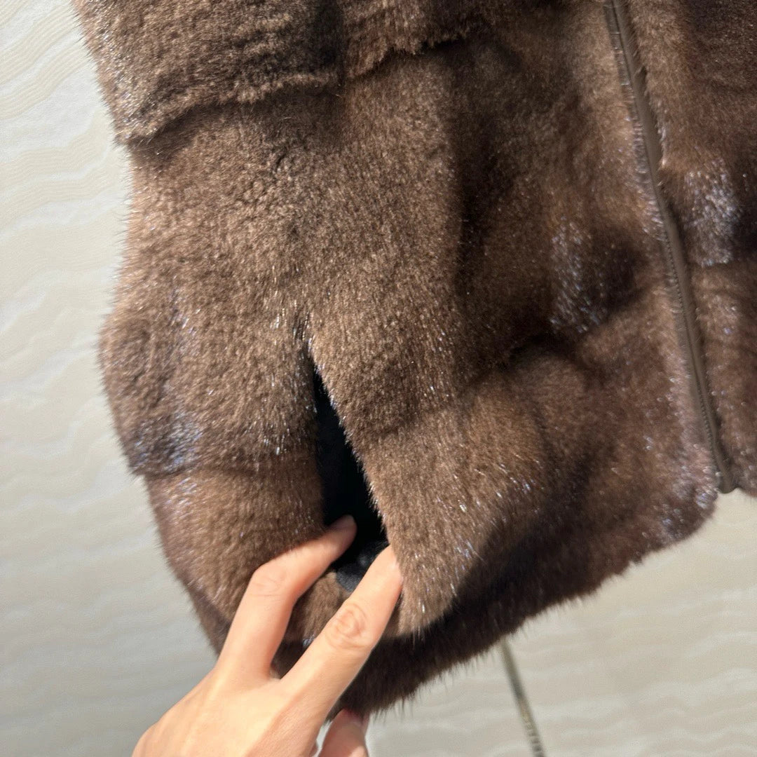 Autumn-winter luxurious short mink zippered vest Badiee Stylez