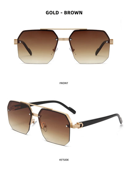 Fashion Half Frame Sunglasses Men Women Classic Big Business Sun Glasses Male Trendy Driving Shades