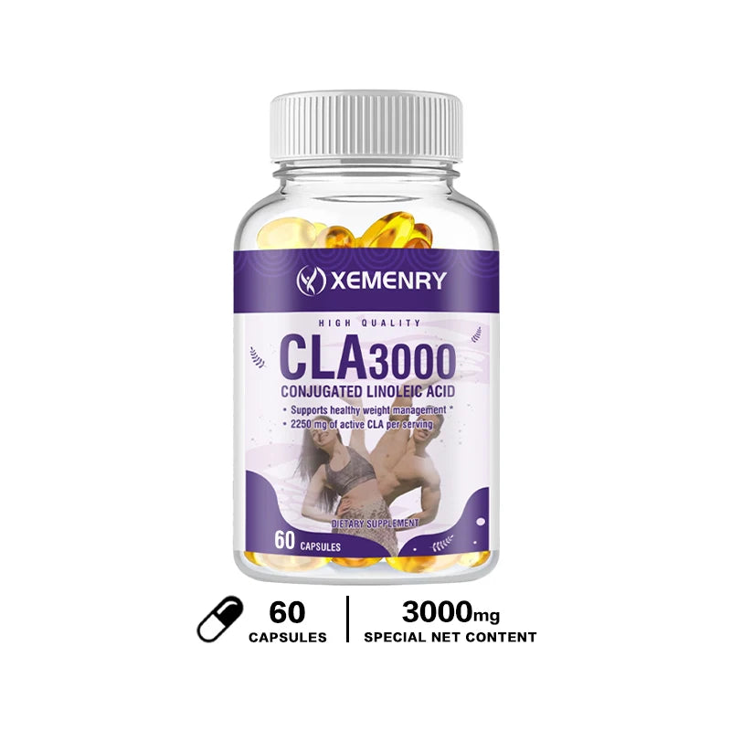 CLA 3000mg - Boost Energy, Improve Muscle Mass, and Boost Metabolism - Non GMO 60 Capsules