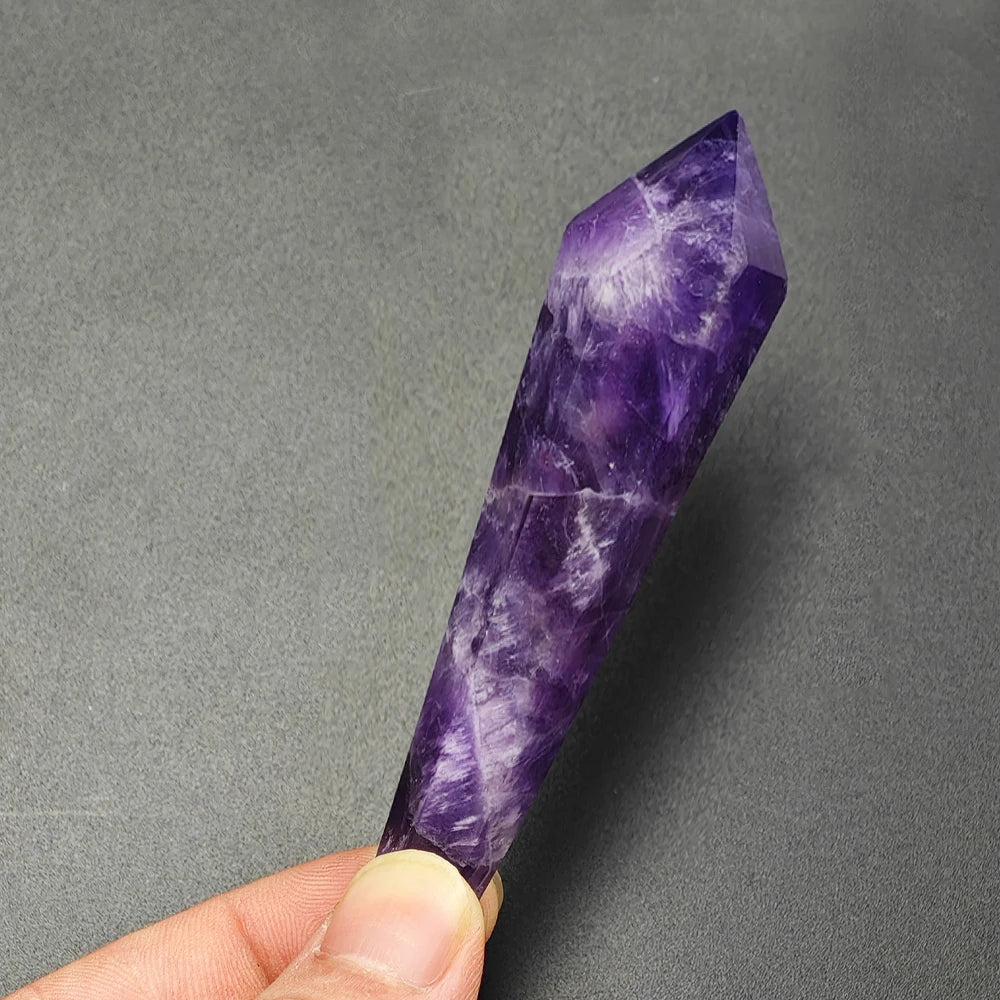 Natural Red Glue Flower Wand White Crystal Tower Home Decoration Rock Quartz Wand Single Point Polished Obelisk Healing Gift Amethyst hieght 5-7cm 1pc