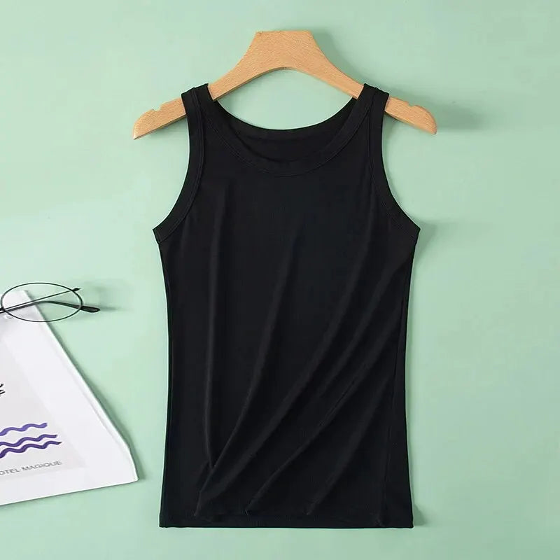 Ladies Four Seasons Solid Color Vest Fashion Joker Young Woman Threaded Camisole plus Size Bottoming Vest nv-hei