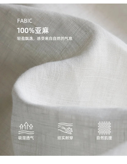 Summer New 100% Linen Sleeveless Crop Top Women's Loose Casual Solid Color Cute Tops Round Neck Minimalist Short T-Shirts