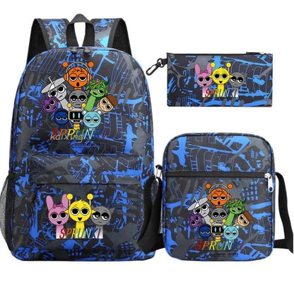 Hot Backpacks New Sprunki Students 3 PCS Set School Bag Teen Girl Boy Back To School Gift Leisure Mochila Teens Travel Bags Picture Color 18 16 inch