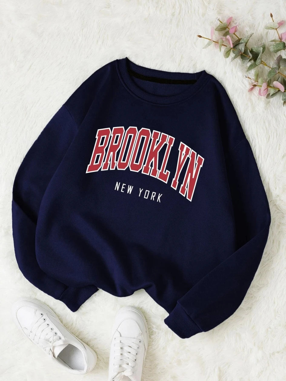 Brooklyn New Work Printed Hoodies Women Cotton Colorful Clothes Basic Trend Hooded Tops Be Durable Harajuku Hoodie Womens