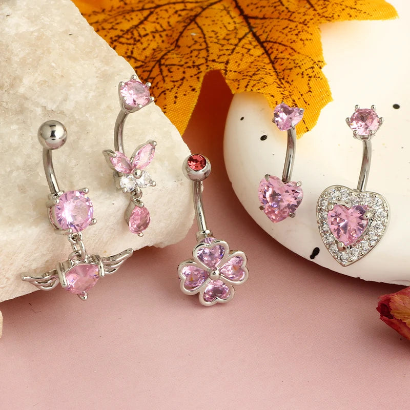 5PCS Cute Dangle Belly Ring Pack 14G Navel Piercing Bulk Sexy Belly Ring Set Belly Button Ring Lot Pircing Ombligo Jewelry