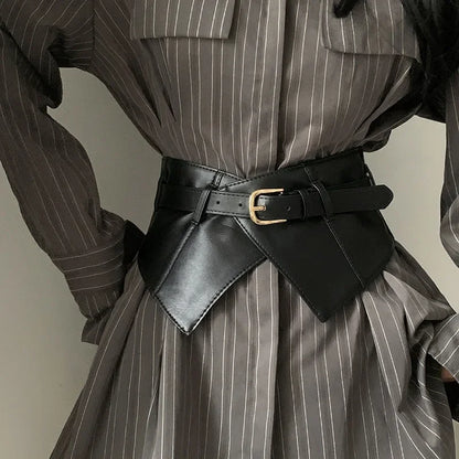 Belt for Women's Fashion with Dress and Coat Design Elastic Waistband Black Versatile Wide Belt Designer Belt