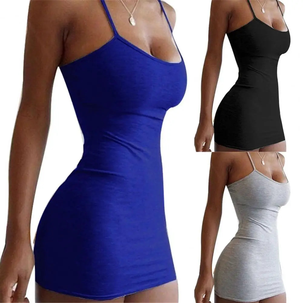 Durable Suspender Dress Skin-friendly Easy Cleaning Fashion Sheath Dress Nylon Dress for Anniversary