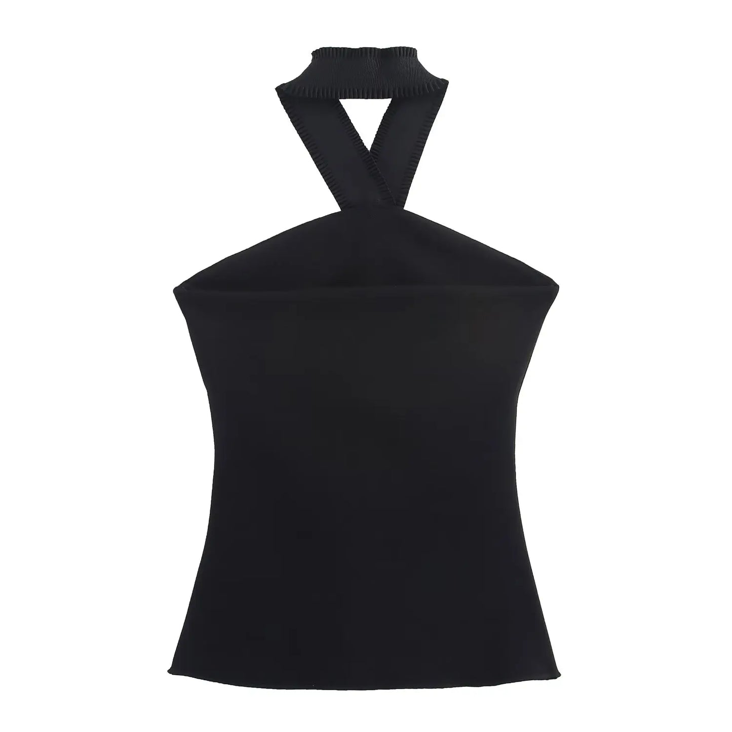 HH Women 2-Piece Set Elasticity Neck Halter Button Design Sleeveless Backless Sexy Top+Casual Elastic Waist Slim Long Pant Badiee Stylez