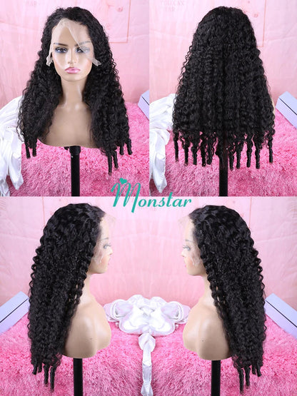 300% Density Burmese Curly Human Hair Wigs 13x4 13x6 HD Full Lace Frontal Wig 100% Human Hair Wigs with Spiral End Natural Black Badiee Stylez