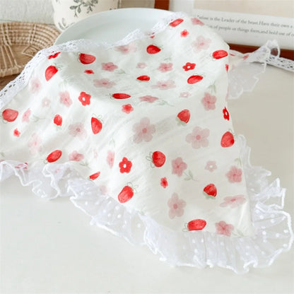 French Pastoral Style Triangle Triangle Headband Fiber Handmade Flower Headscarf Flower Lace Turban Hair Accessories Beach