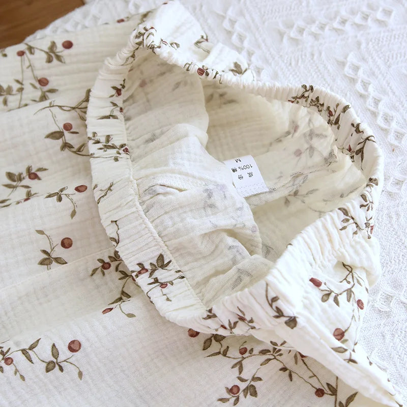 2025 Japanese Spring and Autumn New Women's Pajama Set 100% Cotton Crepe Long sleeved Pants Cardigan Cute Plus Size Home Fury