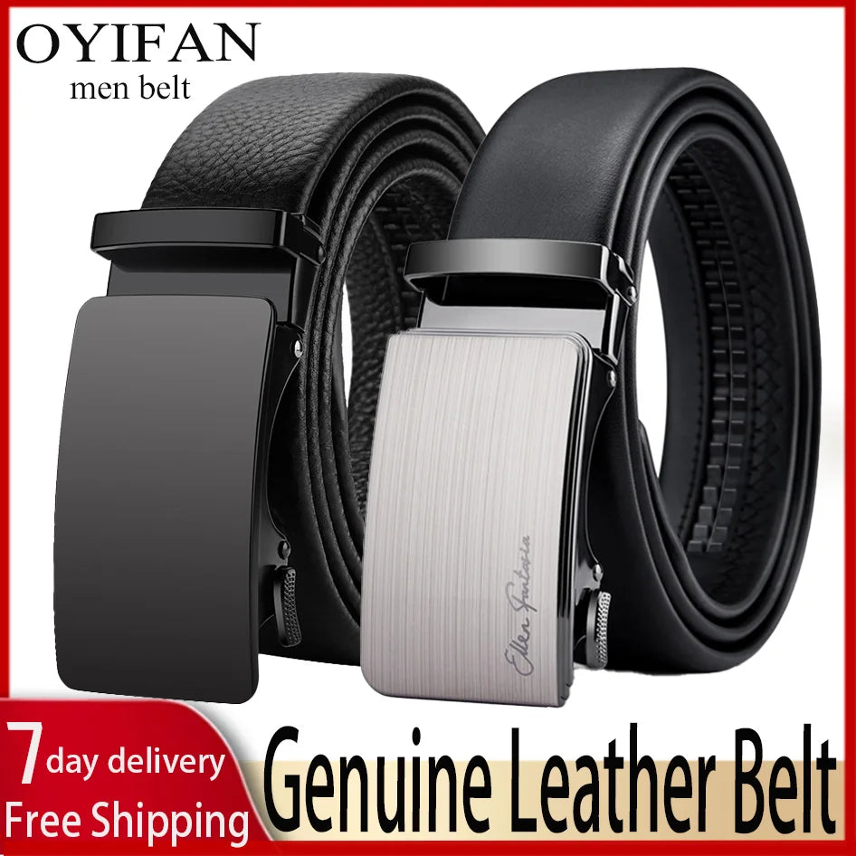 OYIFAN Men Belt Genuine Leather belt for men Alloy buckle ratchet belts Men Designer Belt Automatic belts 벨트 Badiee Stylez