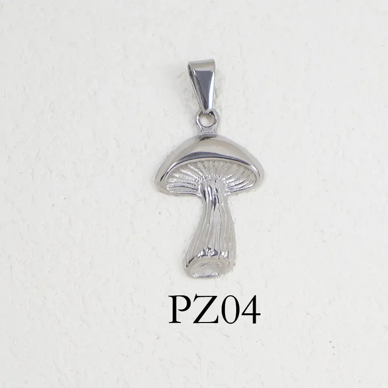 RHYSONG Geometric Stainless Steel 18K Gold Plated Snake Cross Palm Conch Mushroom Pistol Pendant For Women Diy Findings Jewelry 04-SV