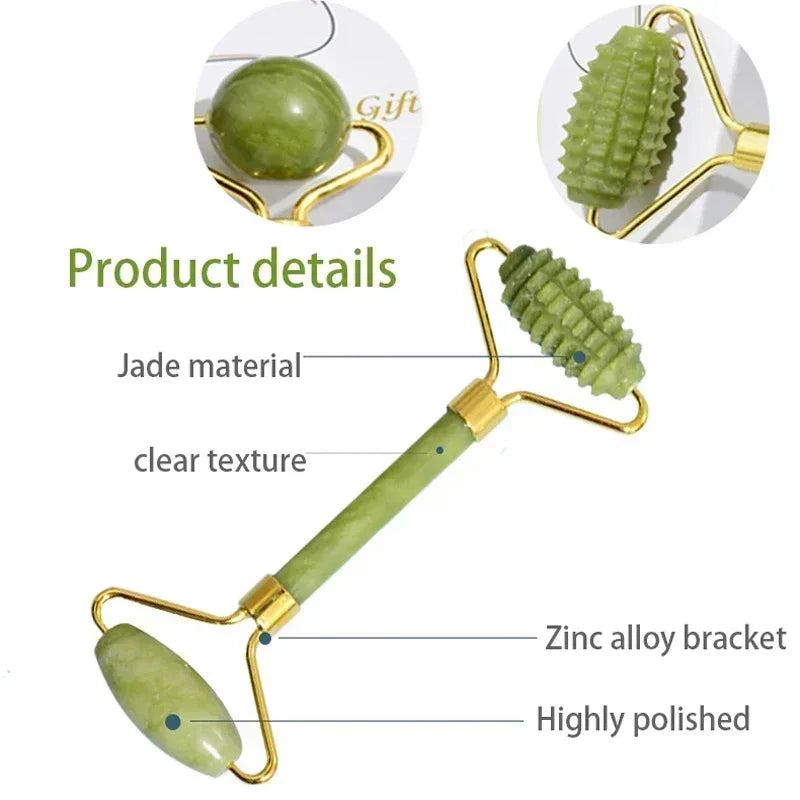 Natural Jade Roller Face Gua Sha Natural Stone Body Neck Massager Acupoint Eye Care Spa Massage Tools Massage Visage Lifting Badiee Stylez