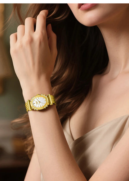 LIGE 2025 New Gold Square Watch For Women Simple Fashion Waterproof Quartz Ladies Watches Ultra-Thin Mesh Women's Bracelet Watch