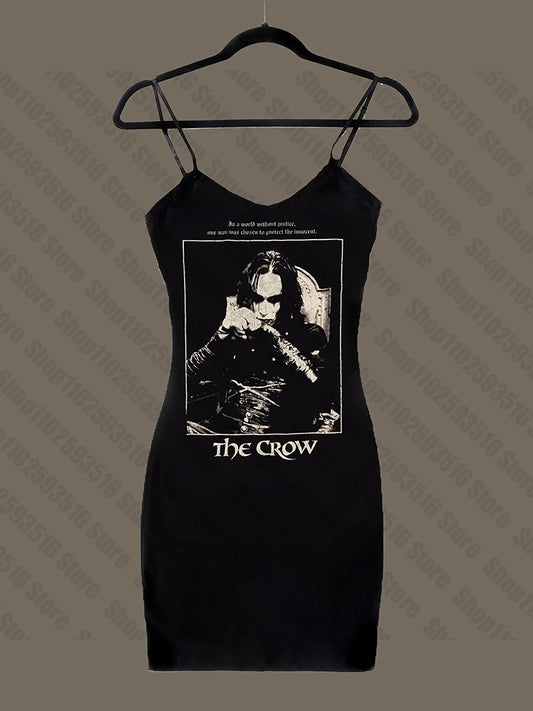 Woman Clothing Harajuku Goth Gothic Dress Y2k Dresses Black Mini Dress Emo Graphic Rock Punk Party Short Women's Summer Midi Emo black