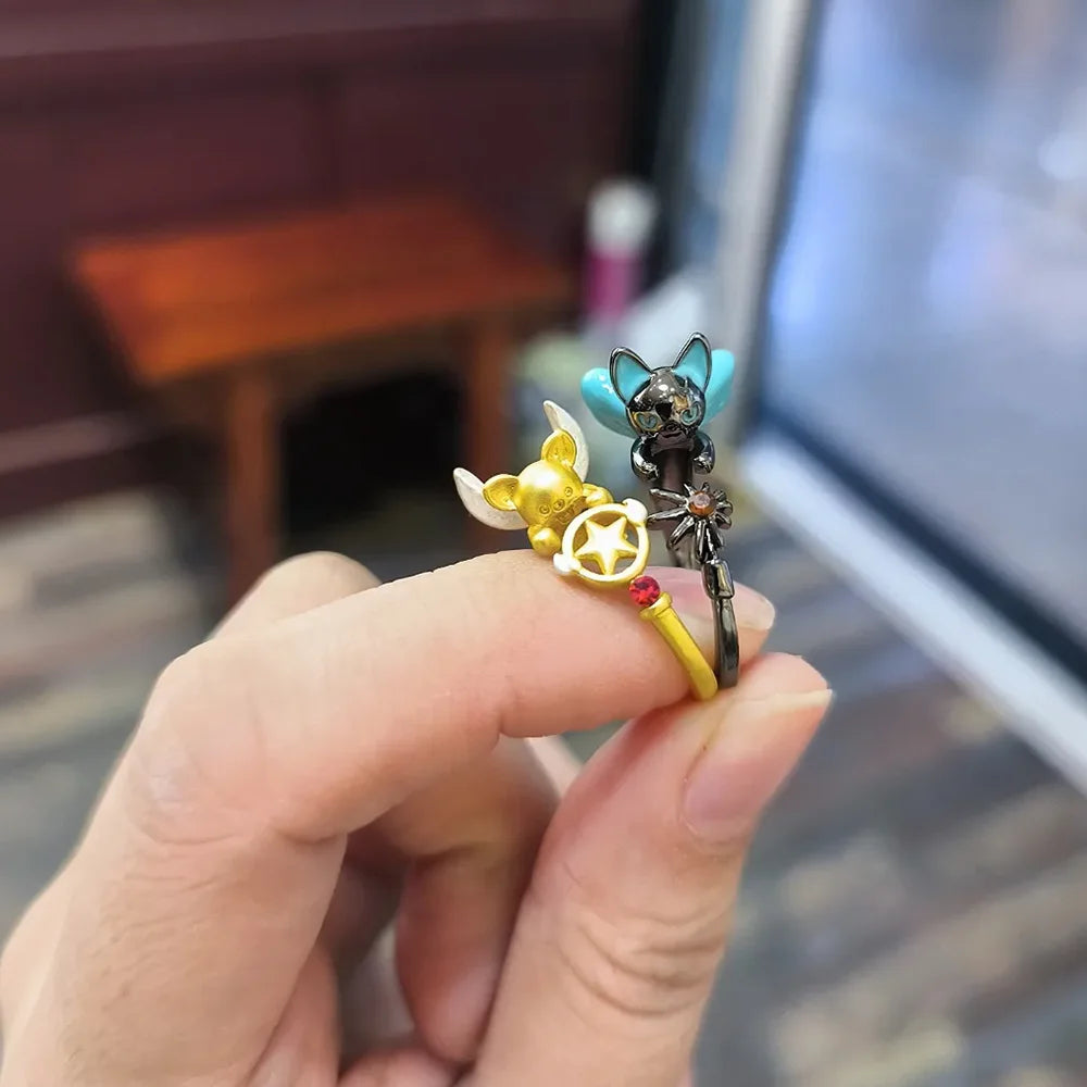 Anime Card Captor Sakura KINOMOTO SAKURA CERBERUS Cosplay Ring Girl Kawaii Cartoon Rings Jewelry Accessories Christmas Gift
