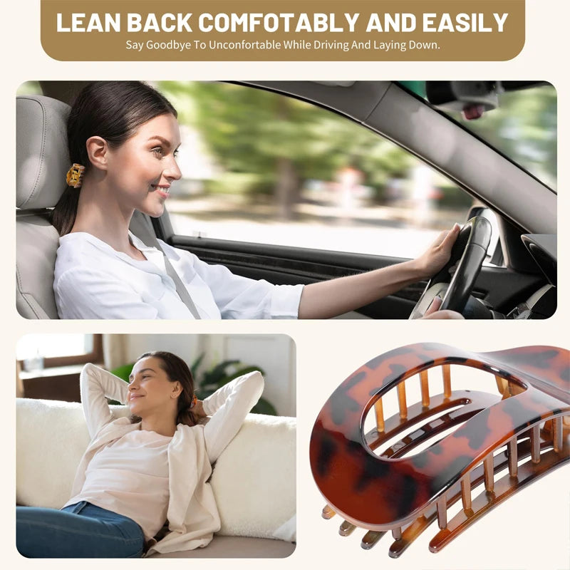 Fashion Oval Flat Hair Clips for Women New Design Leopard Large Flat Round Claw Clip French Concord Hair Clips Hair Accessories