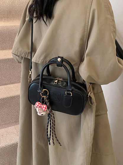 Luxury high-end designer portable bowling bag female 2025 new autumn and winter fashion all-match messenger bag small square bag