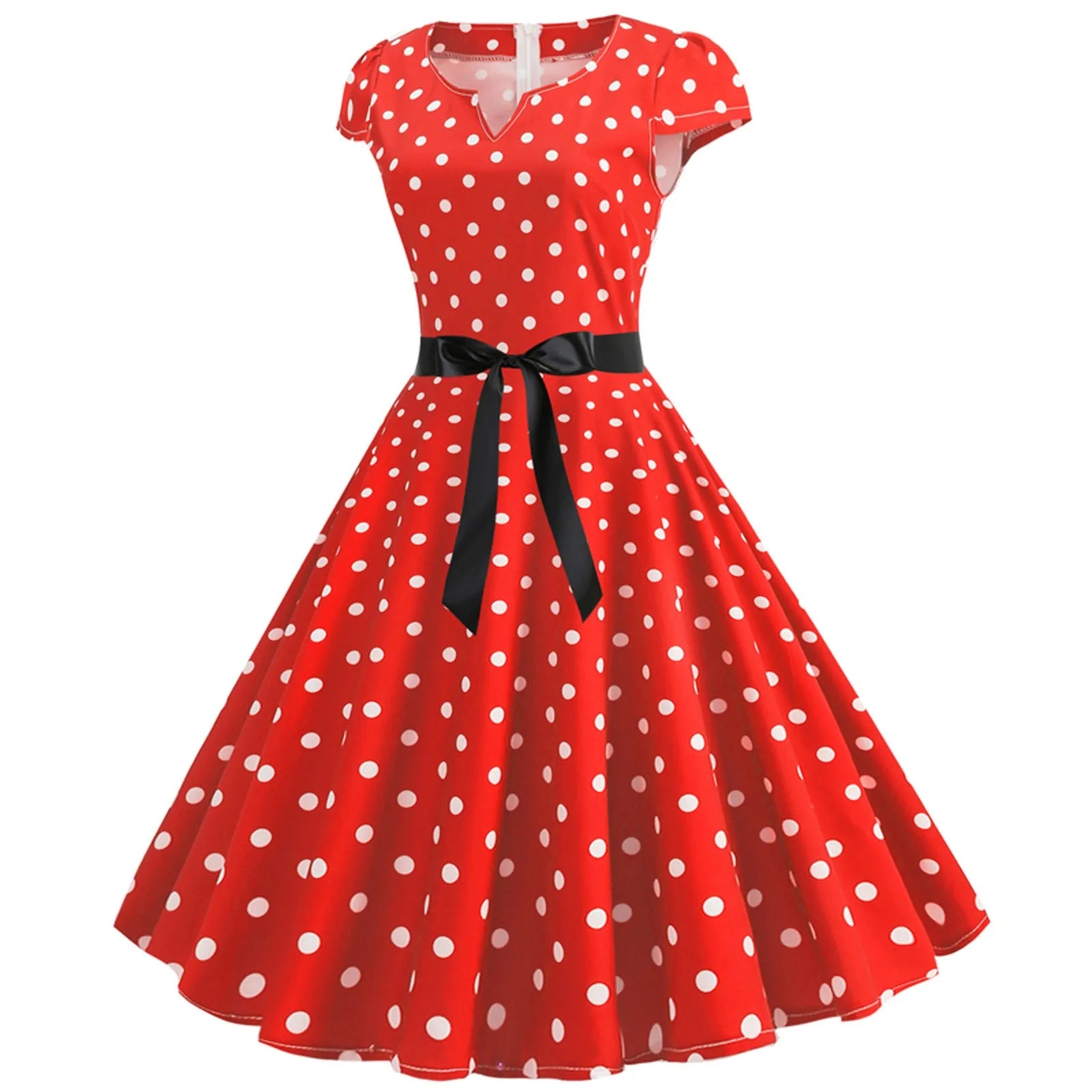 Woman Retro Dresses Audrey Hepburn 1950s 60s Rockabilly Polka Dot Printed Bowknot Pinup Ball Gown Party Dress Robe Vestidos