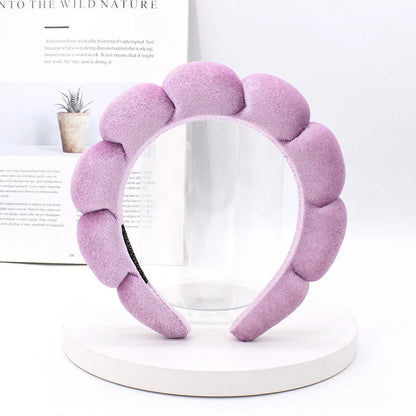 Sponge Spa Headband Velvet Washing Face Wide Padded Headband Skin Care Makeup Removal Shower for Women Girls Hair Accessories Light purple