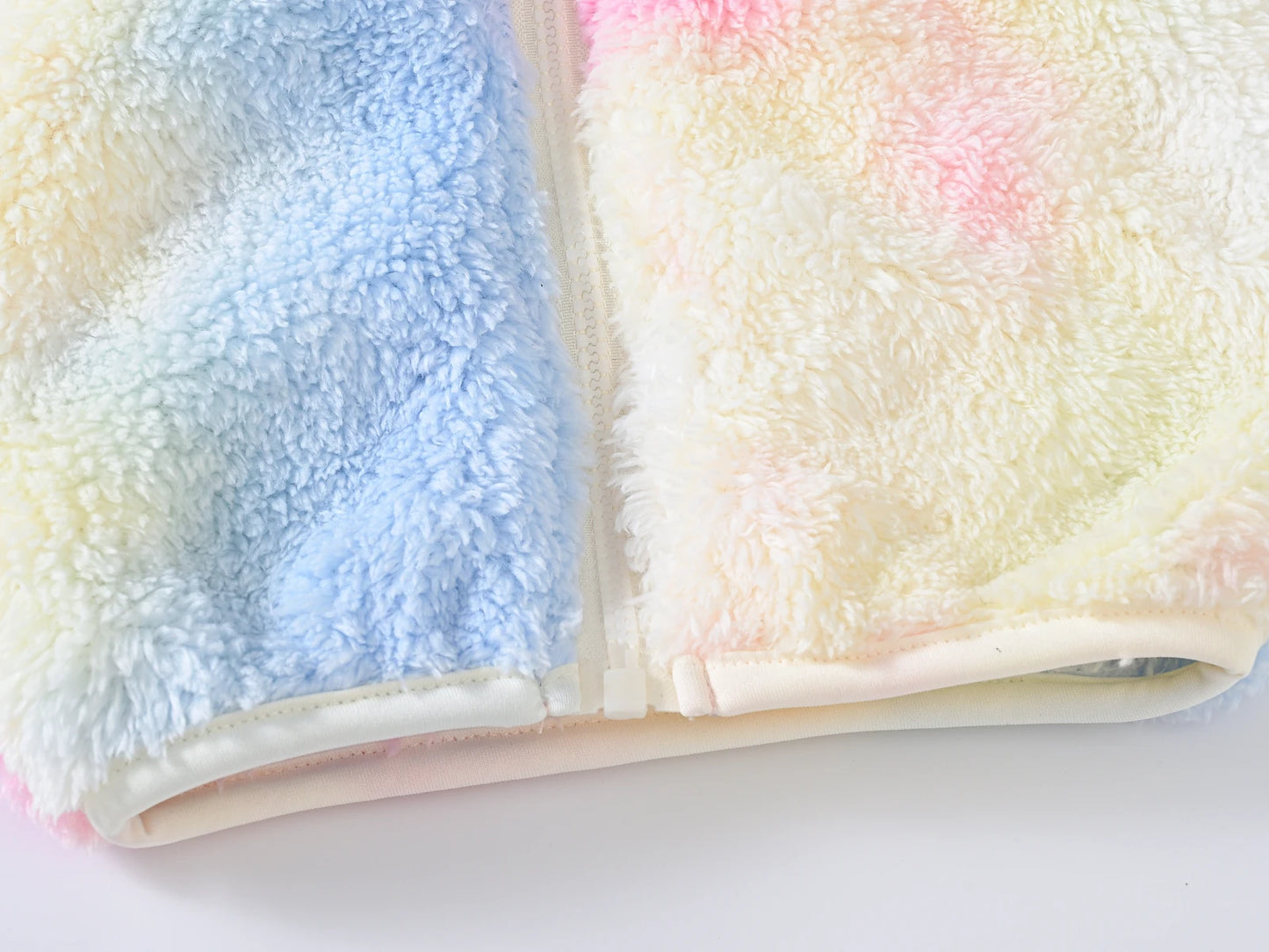 Girls woolen hooded coat solid color zipper coat children's winter clothes