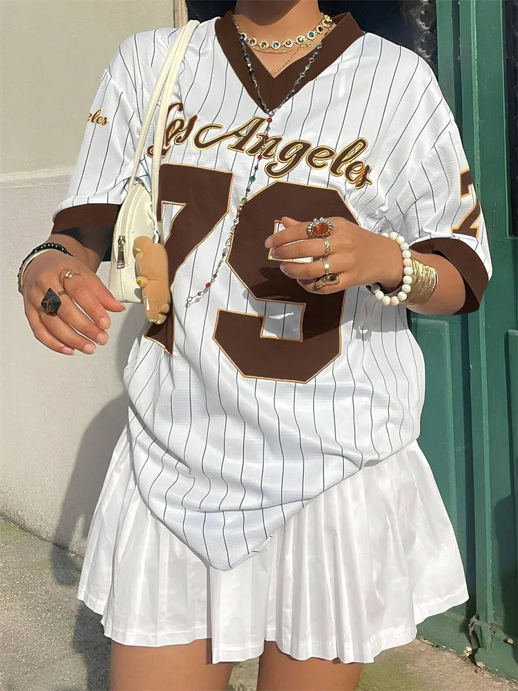 Los Angeles No.79 Football Jersey American Style Street Jersey V-neck Short Sleeve Summer Trend Oversized Casual Fashion Tshirt wjr327051