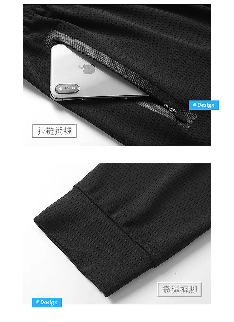 Big Size Men's Pants Ice Silk Stretch Elastic Waist Sweatpants Men Summer Casual Sport Joggers Black Mesh Trouser Male Large 9XL