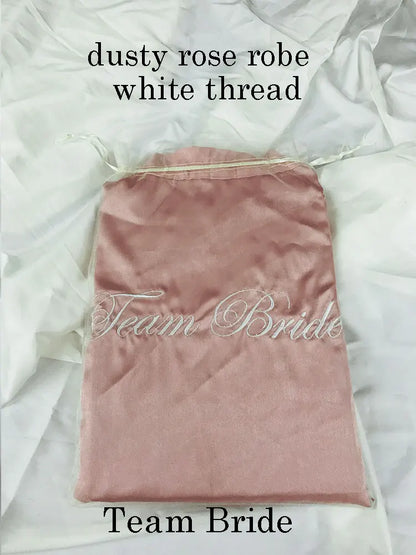 Personalized Embroidered Robe Ruffle Bridesmaids Silk Robes Bride Wedding Day Embroider Kimono Customizable Elements Kimono Robe